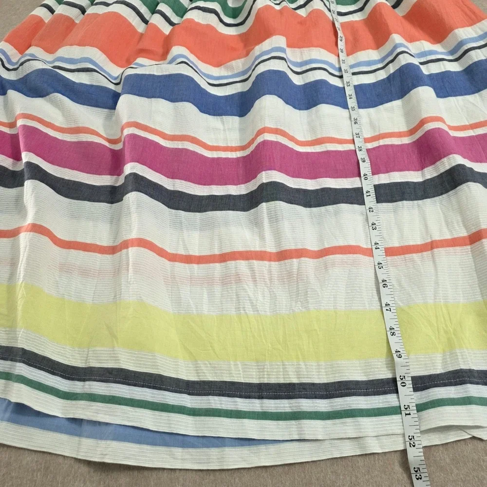 GAP Rainbow Striped Maxi Sun Dress Sz M Tiered Empire Waist Boho Cottage Coastal